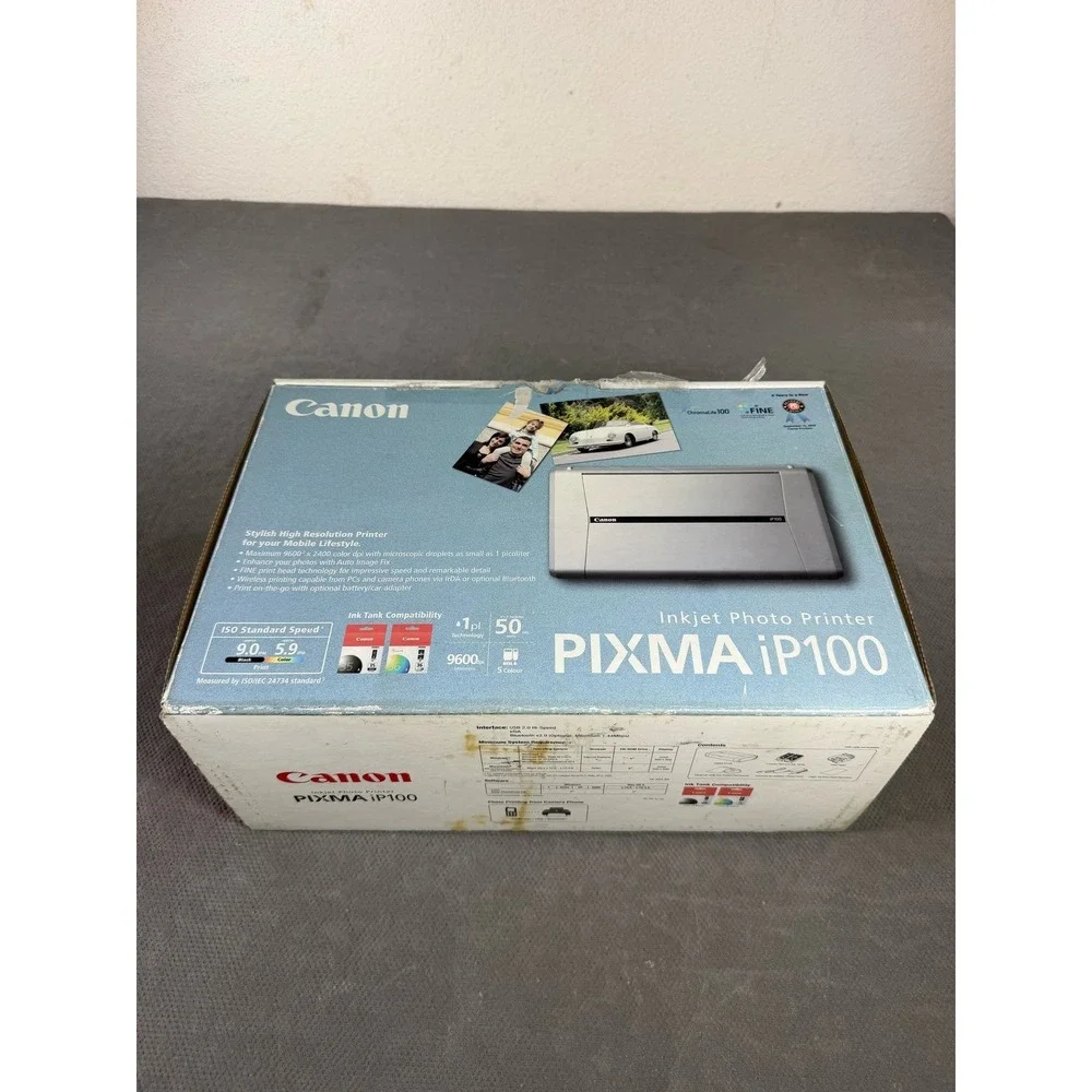 Canon PIXMA iP100 Inkjet Photo Printer Mobile Wireless 1446B002 Silver Gray